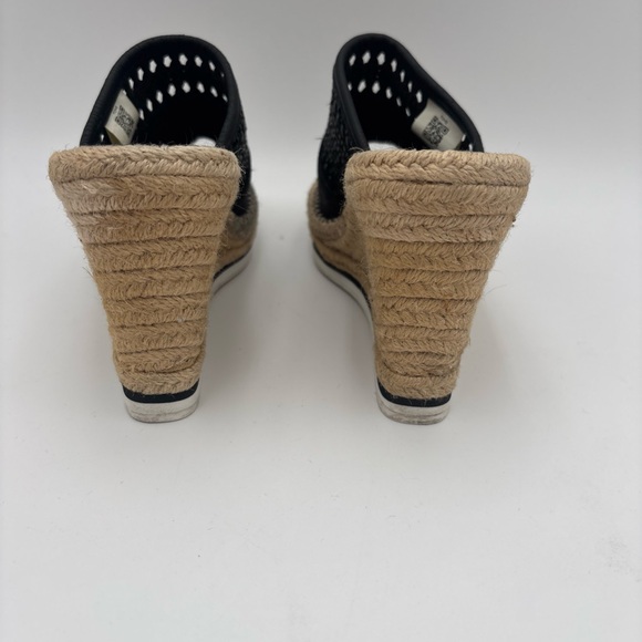 TOMS Black Woven Wedges with Tan Espadrille - Picture 6 of 12